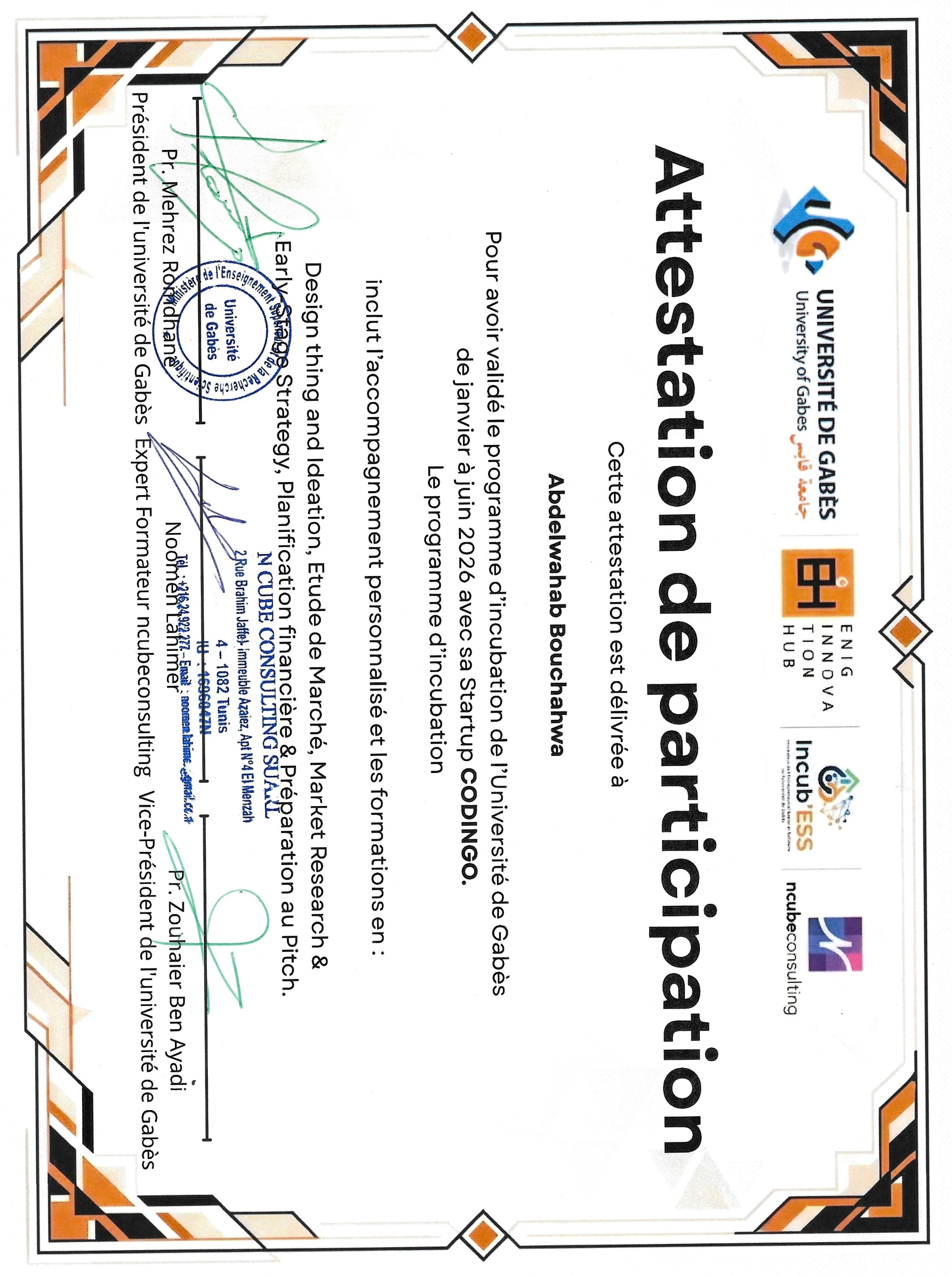 Certificat Demo Day